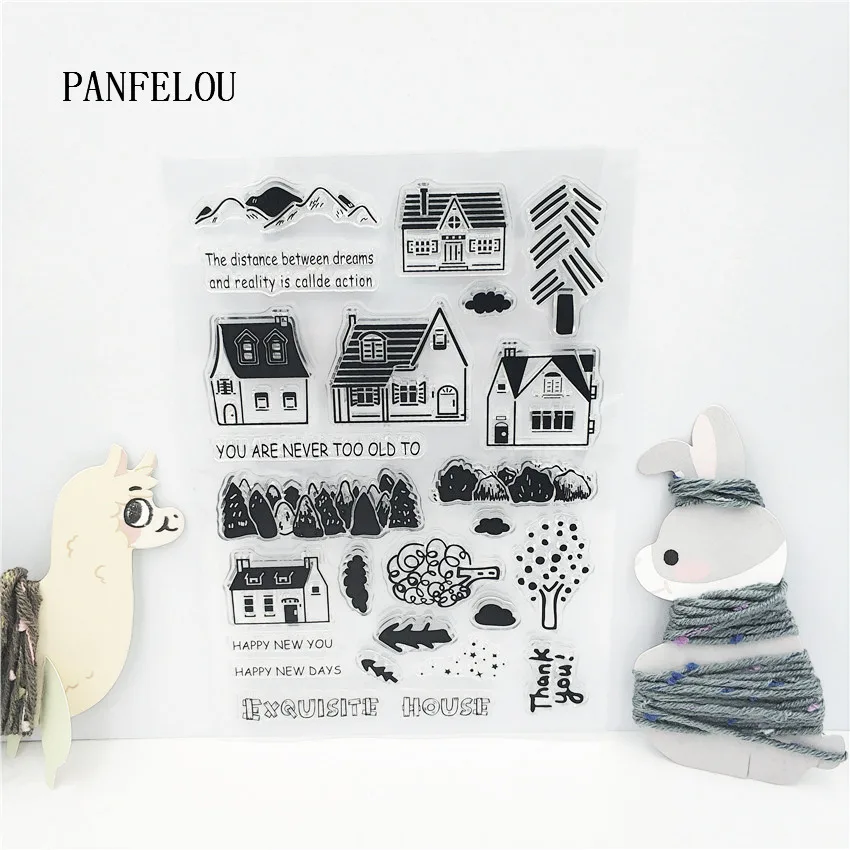 

PANFELOU Mountain village house Transparent Silicone Rubber Clear Stamps cartoon for Scrapbooking/DIY Christmas wedding album