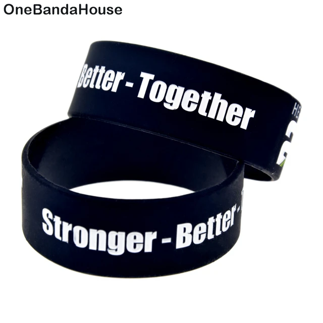 Aliexpress Onebandahouse 1pc 1 Inch Wide Black Fitness Onebandahouse 1pc 1 Inch Wide Black Fitness Bracelet 24 Hour Fit Stronger Better And Together Silicone
