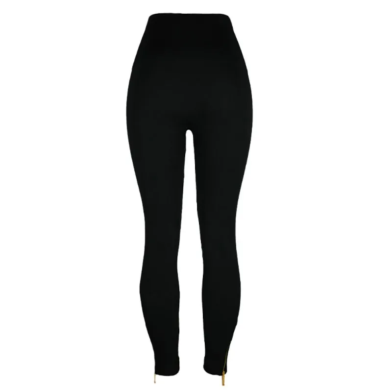 Сексуальные леггинсы женские модные с высокой талией на кнопках черные тонкие леггинсы брюки плюс размер женские джинсы облегающие леггинсы