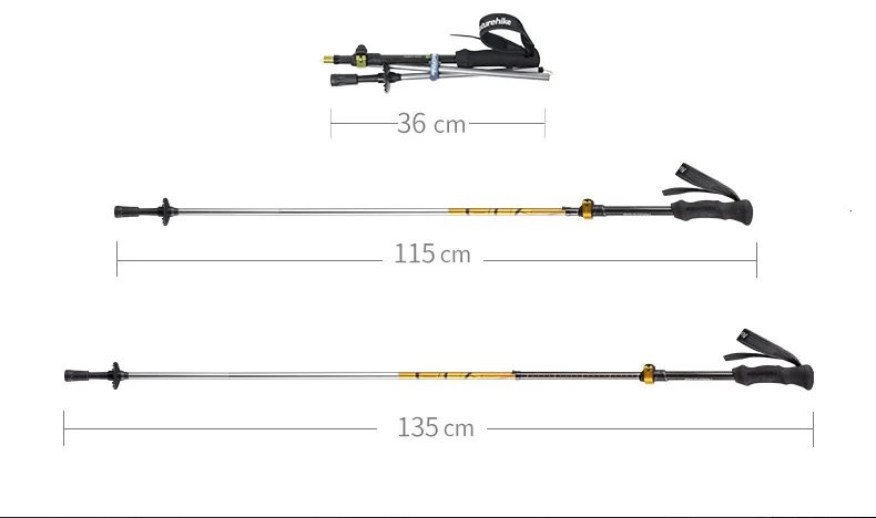 Naturehike 5-секционной углеродного волокна трость Сверхлегкий регулируемый со внутренним, вращающимся затвором 135 см 234 г