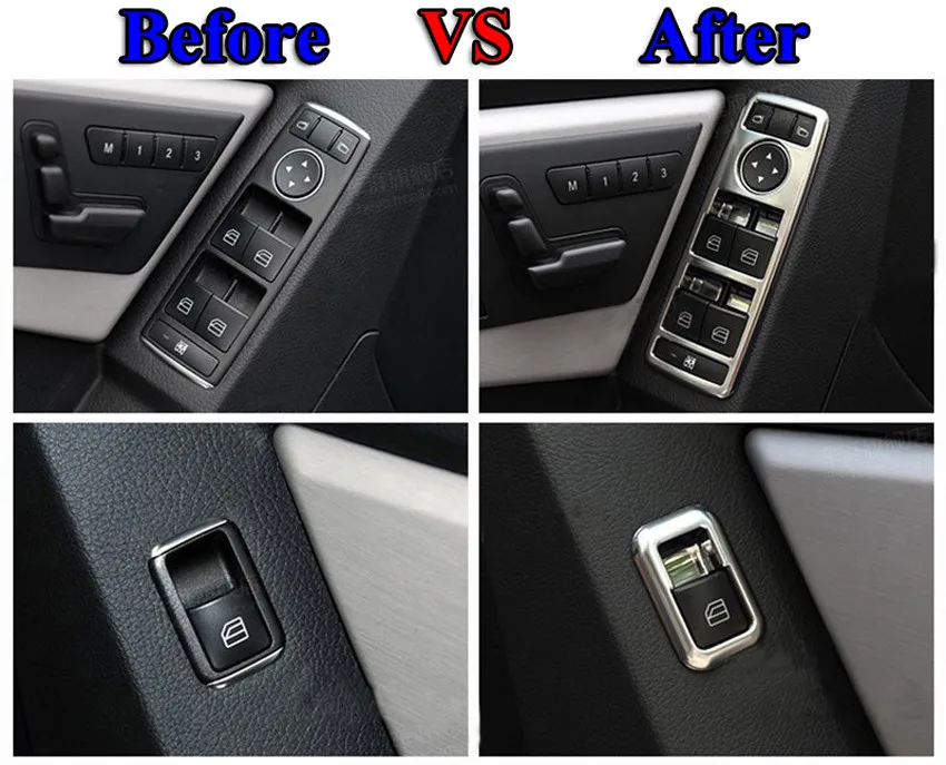 Chrome Window Lift Switch Panel Cover Trim for Mercedes Benz E Class W212 2010-2015 (4)
