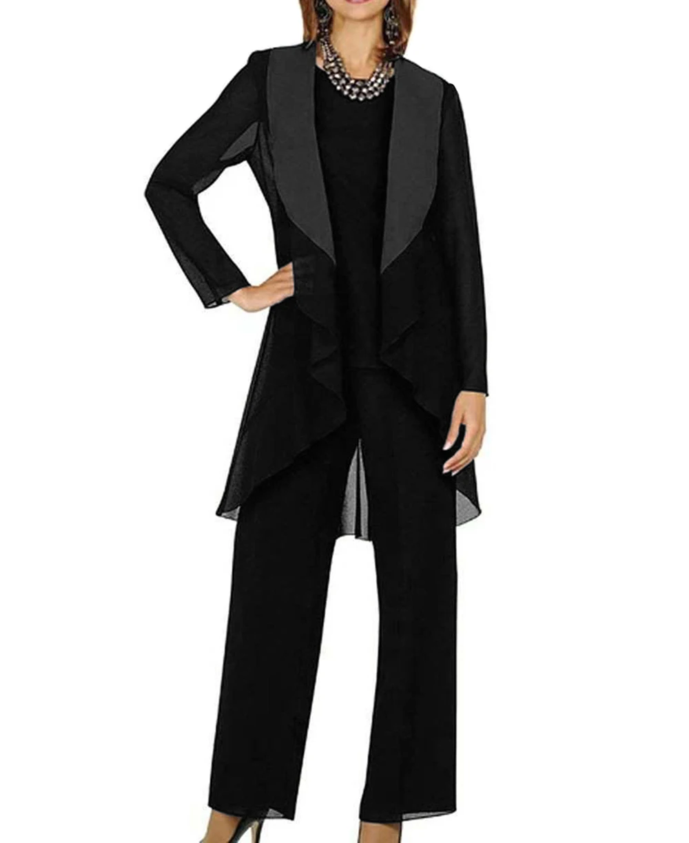 ^Cheap Elegant Dames 3-Delige Set Moeder Van Bruid Jurk Broek Past Bussiness Formele Chiffon Plus Size Voor Formele Bruiloft avond
