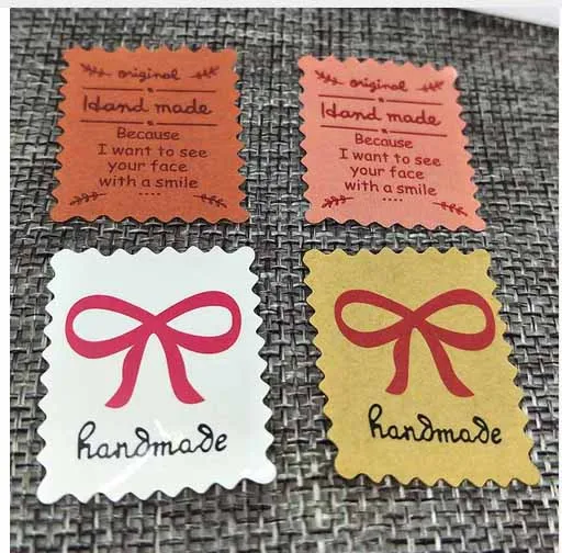 1000PCS ripple shape stample design handmade self adhesive sticker labels verious size and color seal thank you | Украшения и