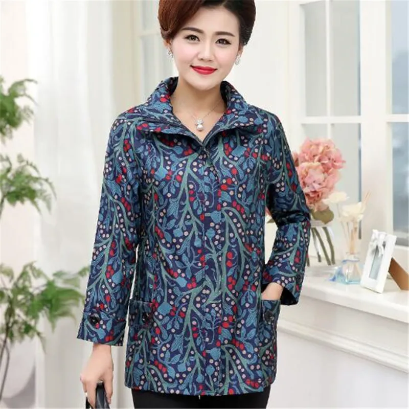 Mode Printemps Coupe Gamme Imprimer Blue Plus Taille Nouveau L Manteau Loisirs Veste Nouvelle vent Femelle 5xl Moyen red Automne Haut D'âge De Survêtement La Femmes 1clKFJ