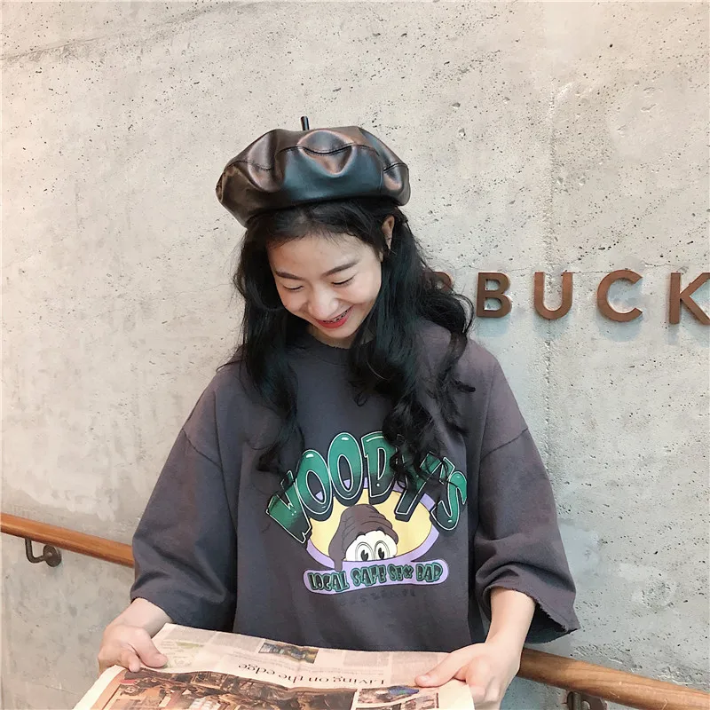 T-shirts Women Printed Korean Style Loose O-Neck All-match Trendy High Quality Kawaii Womens Summer Breathable Female Soft Chic