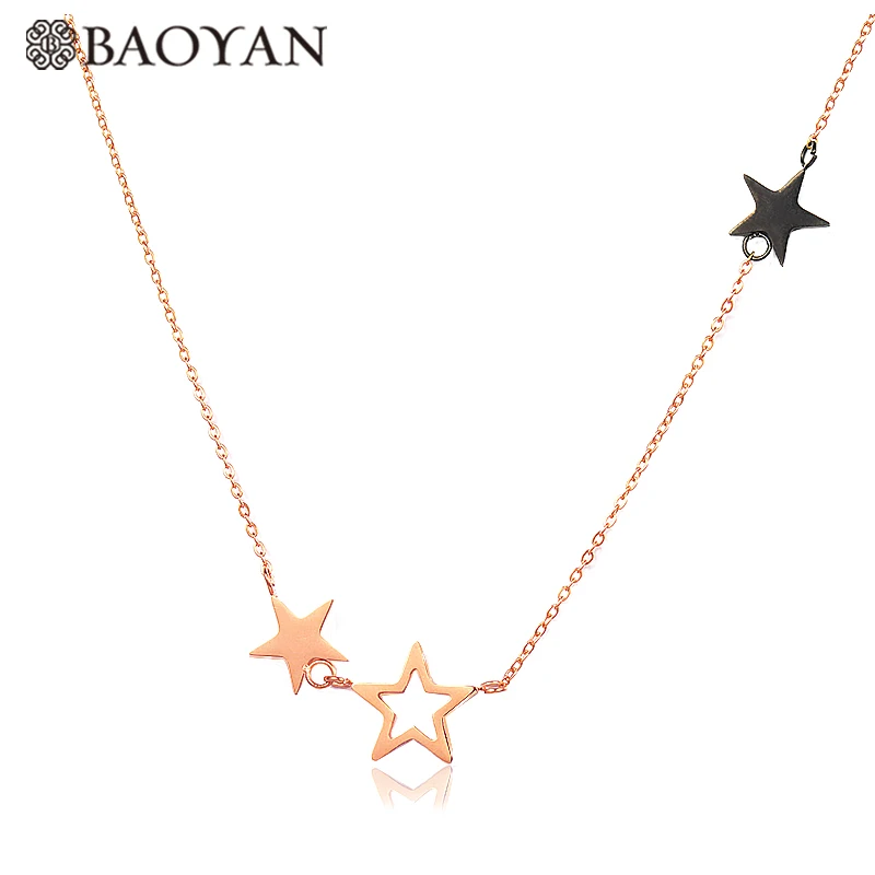 

Baoyan Trendy Women Necklace Black Star Pendant Necklaces Gold/Silver/Rose Gold Plating Stainless Steel Star Necklaces For Women