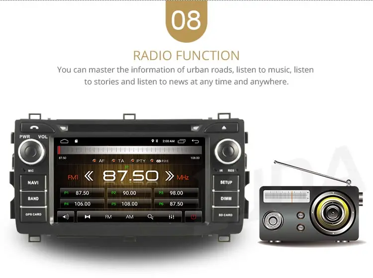 Discount LJDA 2 Din Android 9.1 Car DVD Player For Toyota AURIS 2013 2014 2015 Wifi GPS Navigation Radio 2G RAM Stereo Audio Multimedia 10