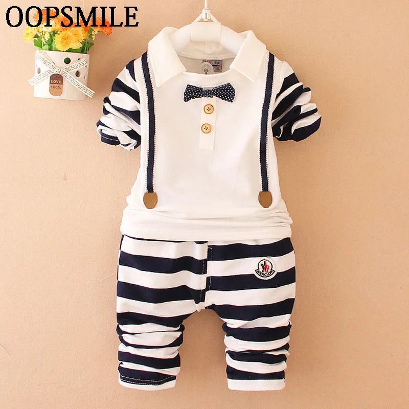 Baby Girls Clothes Bow Tie Bebes Suits Infant Newborn Baby Boys Clothes Sets Kids T Shirt