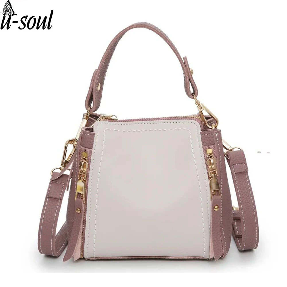 

small handbag ladies women bag double zipper women shoulder bag patchwork ladies crossbody bags women totes A3375