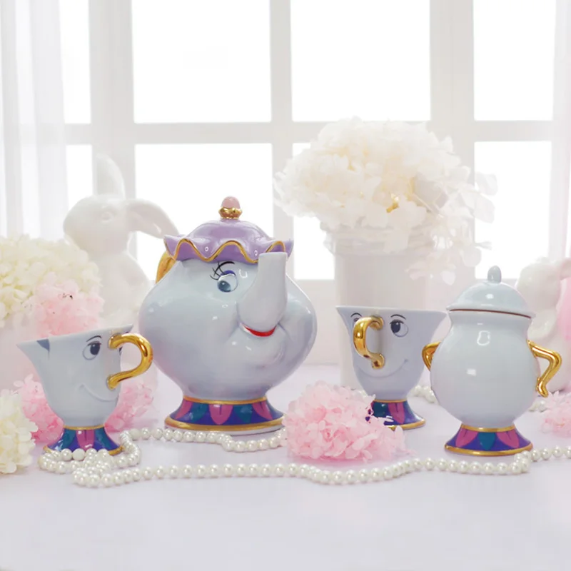

Beauty and the Beast Tea Pot Set Mrs Potts Chip Tea Cup Teapot Sugar Bowl Complete Set Porcelain Creative Xmas Birthday Gift