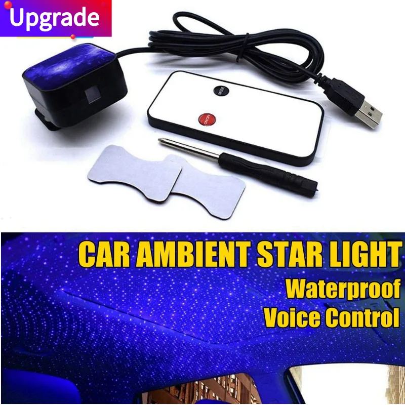 

Waterproof Car Atmospheres Ambient Star LED Light DJ RGB Colorful Music Sound Voice/Remote Control Interior USB Decorative Lamp