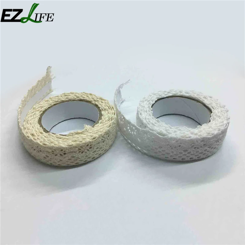 

Colorful Lace Decorative Tape 1 Roll 1.7m Cotton Fabric Lace Tape Decorative Sticky Masking Adhesive LQW1572
