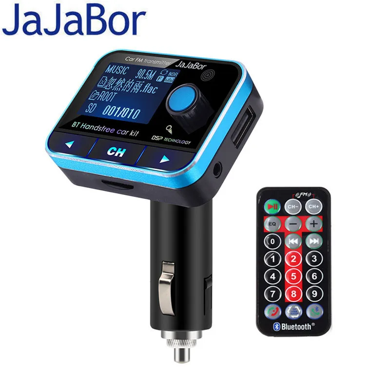 

JaJaBor Wireless FM Transmitter Bluetooth Car Kit MP3 Player Aux Modulator Handsfree LCD Display USB TF Car Charger with Remote