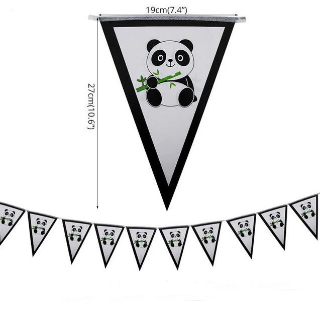 Забавный пластиковый ролик с изображением панды, свисток для Хлопушки, день рождения, детский душ, украшение для мальчика, вечерние принадлежности - Цвет: banner 1set