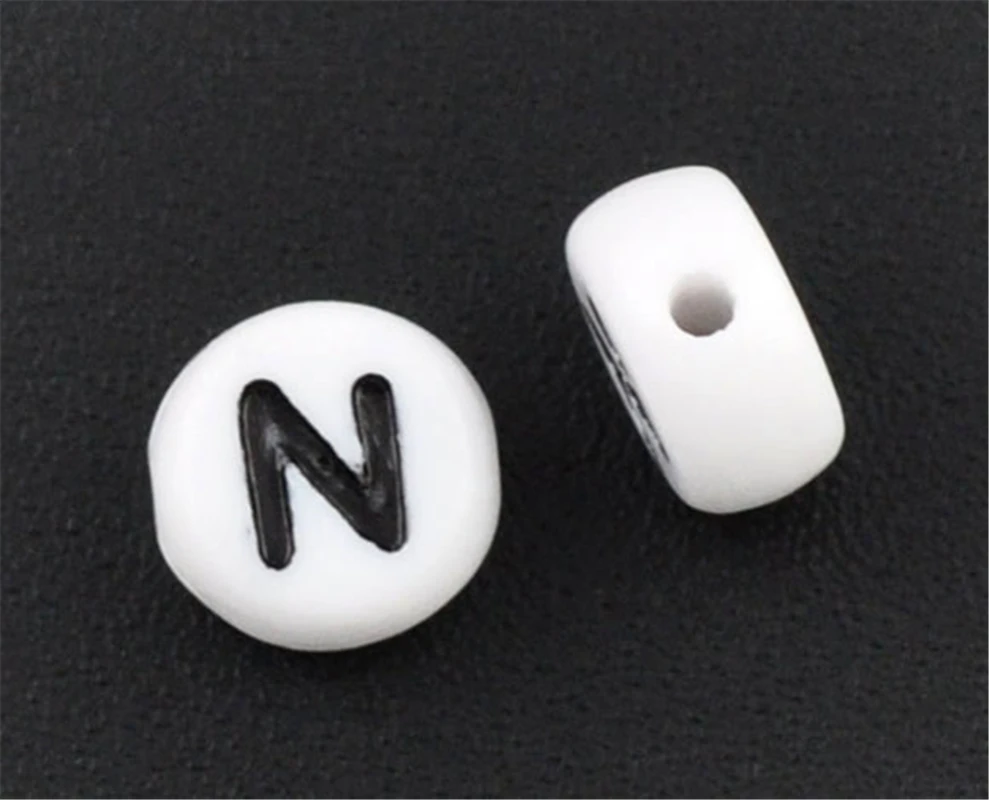 DoreenBeads 500 шт. Акриловый Алфавит/буква N плоские круглые бусины разделители 7 мм