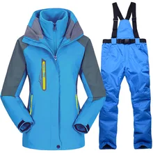Женские лыжные костюмы Зимние уплотненные теплые водонепроницаемые ветронепроницаемые дышащие Сноуборд Зимние куртки и штаны открытый костюм женский