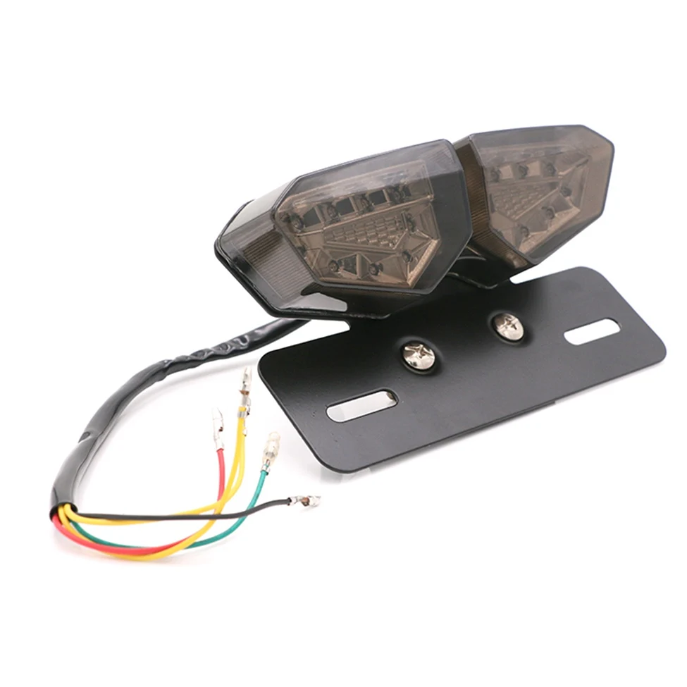 

Universal Motorcycle Taillights LED Brake Integrated Turn Signal Lights Cafe Racer Enduro License Plate Lights