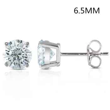 

Transgems 2CTW 6.5MM Slight Blue lab grown moissanie diamond Stud Earrings Sterling silver Push Back for Women