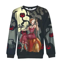 Футболка с длинными рукавами на Хэллоуин Дамский круглый вырез 3D череп Тыква Джокер топ весна осень женская одежда повседневная футболка