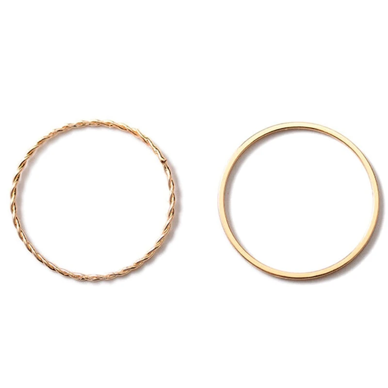 

Fashion Gold Color Twist Knuckle Rings Set For Women Vintage Midi Finger Ring Female Party Jewelry Gifts Drop Shipping 2Pcs/Set