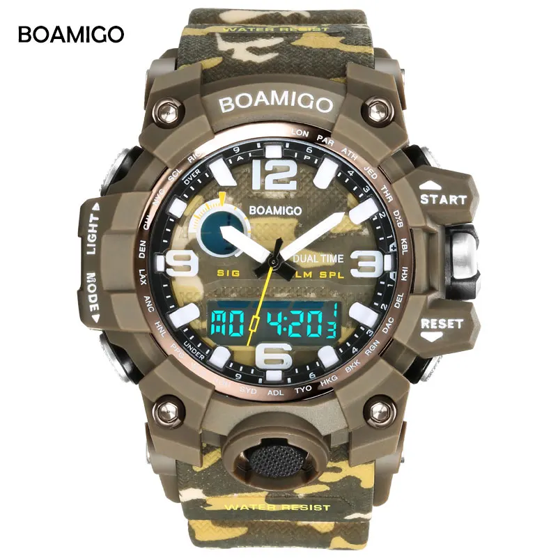 BOAMIGO Camouflage Military Digital watch Men s G Style Fashion Sports Shock Army Watch LED font