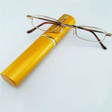 Мода небольшие металлические тонкая рамка Портативный очки для чтения для мужчин и женщин с прозрачными стеклами красочные трубки Чехлы для часы CI0046