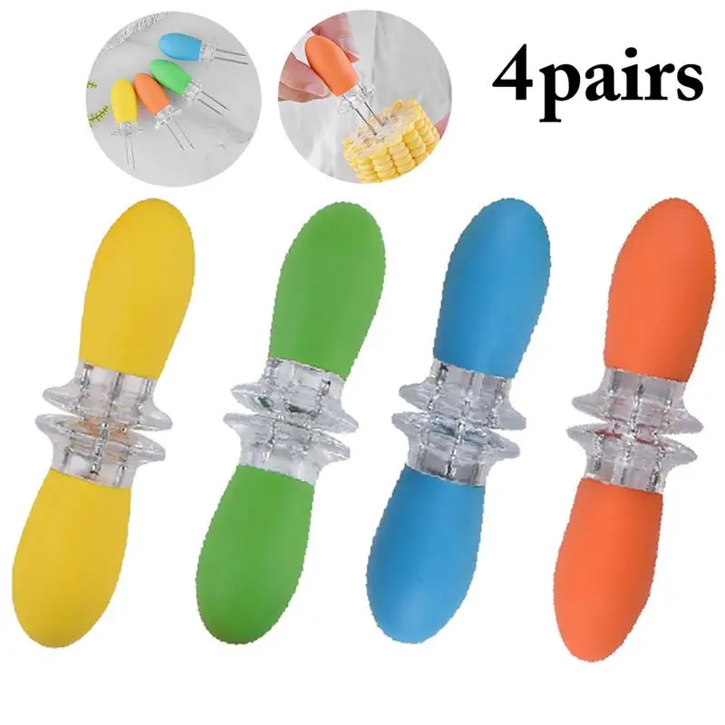8PCS Heat-Resistant Corn Forks Corn On The Cob Holders Stainless Steel BBQ Prongs Skewers Forks Picnic Barbecue Kitchen Tool
