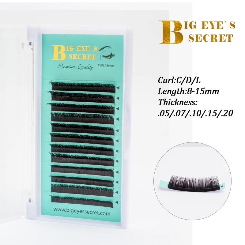 

Big eye's secret 12rows/case 8~15mm premium natural synthetic mink individual eyelash extension makeup cilia professional