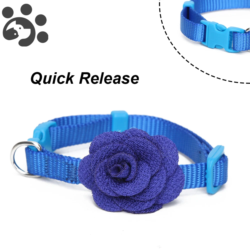 Blue Cat Collar for Small Dogs Kitten Breakaway Adjustable Pet Collars Cute Flower Necklace Red Chihuahua MP0033 | Дом и сад