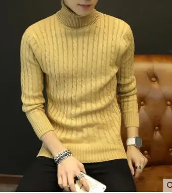Водолазка для мальчика Молодежные свитера серый зимний свитер теплый мужской свитер мужские водолазки - Цвет: yellow