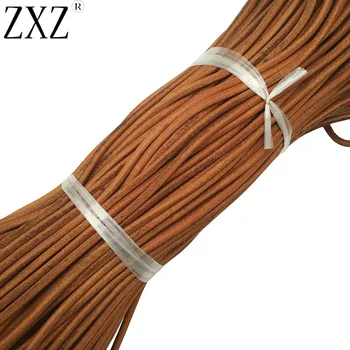 

ZXZ 3 Meters Top Quality 5mm Round Natural Real Genuine Soft Leather Cord String Lace Tong for Necklace Bracelet Jewelry Making