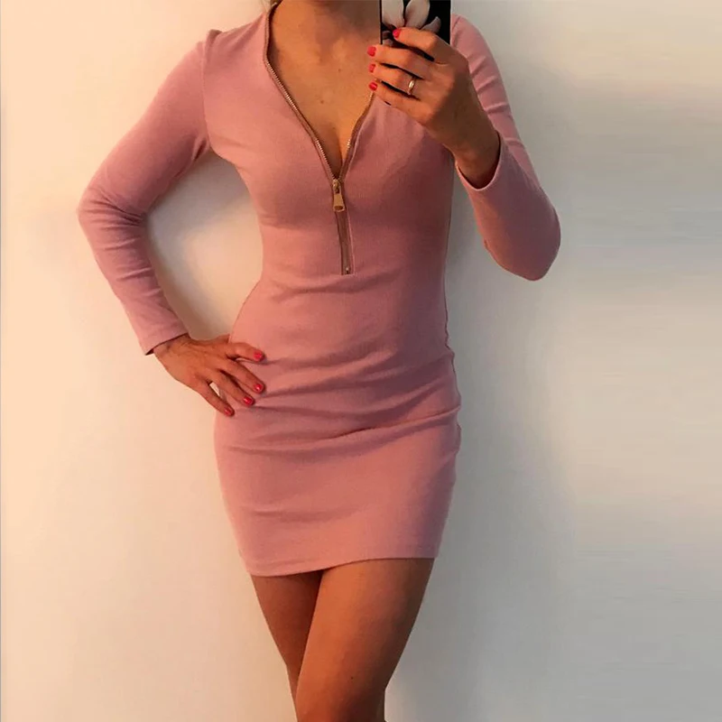 Анжела и Алекс Vestidos Вязание платье 2018 Новинка весны молнии v образным вырезом