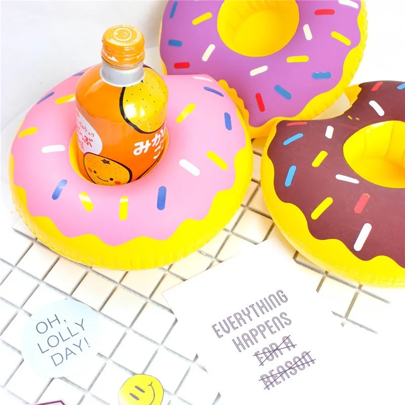 

1Pc hot Mini Cute funny Donnuts Floating Inflatable Drink Can Holder Swimming Pool Accessories Beach Kids Bath Toys DS39