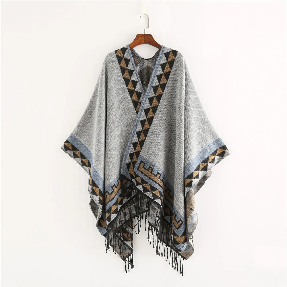 FS Индийский стиль модные геометрические кисточки пашмины пончо и накидки пальто женские шарфы осень зима теплая шаль Cachemire шарфы - Цвет: FS1452 3