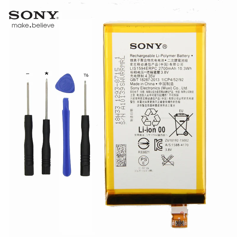 Tanie Oryginalny Sony LIS1594ERPC bateria do Sony Xperia Z5mini XA Ultra C6 F3216 F3215 F3216Xc Xmini F5321 Z5C Z5 compact 2700mAh