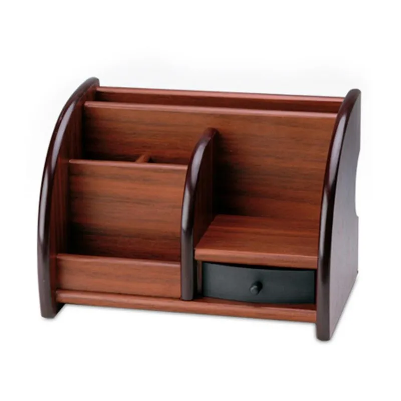 Фантастическая деревянная Высококачественная многофункциональная настольная канцелярская коробка-органайзер для хранения ручки Пенал Держатель коричневый с ящиком