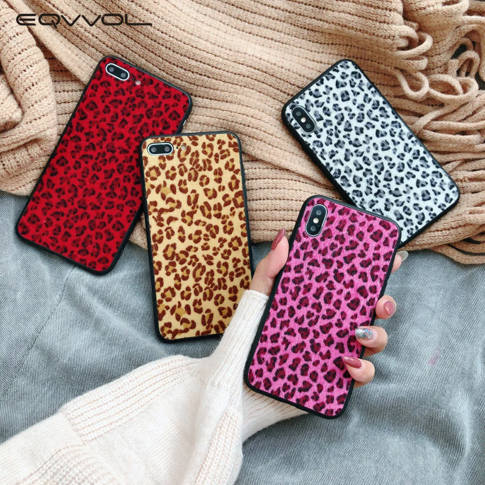 Eqvvol Luxury Leopard Print Phone Case For iphone XS MAX XR X Flannel Case For iphone 6 6s 7 8