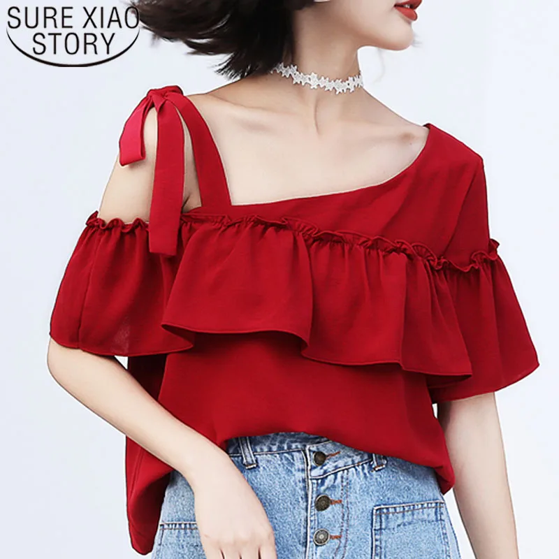 Women blouse and tops 2019 chiffon blouse ladies tops Bow harajuku blouse shirts off shoulder top womens clothing 3125 50