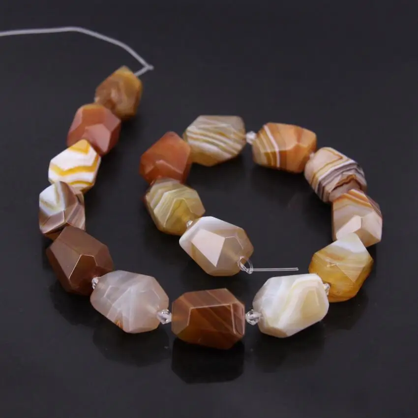 

15.5"strand Natural Brown Striped Achate Faceted Nugget Loose Beads,Cut Agates Onxy Spacer Pendant Necklace Charm Jewelry