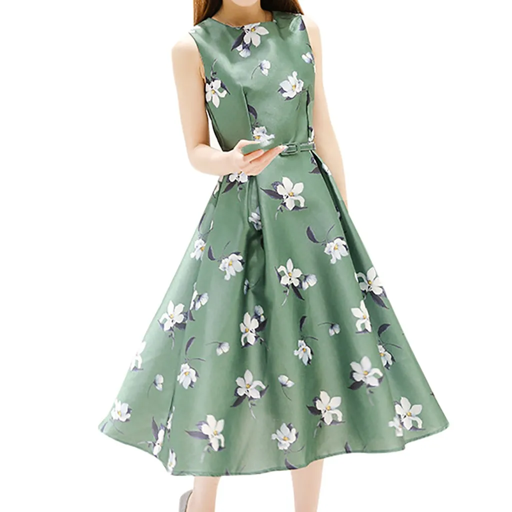 

Casual Loose Print Summer Women Dress Sleeveless O-Neck Streetwear Vacation Beach Gentle and soft Ladies Fashion Long Dress