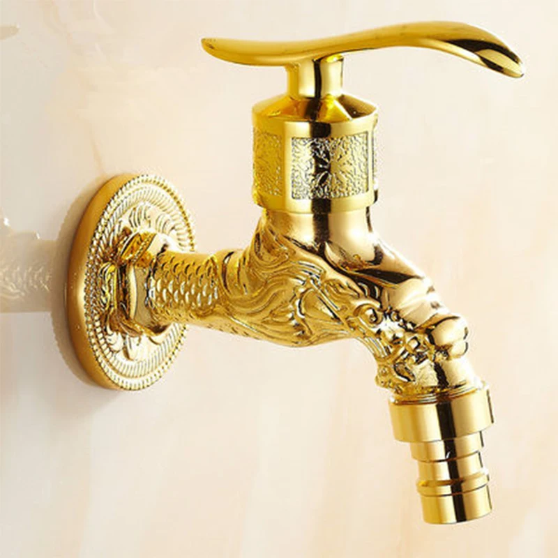 Carved Wall Mount Gold plating Antique Bronze Bibcock Decorative