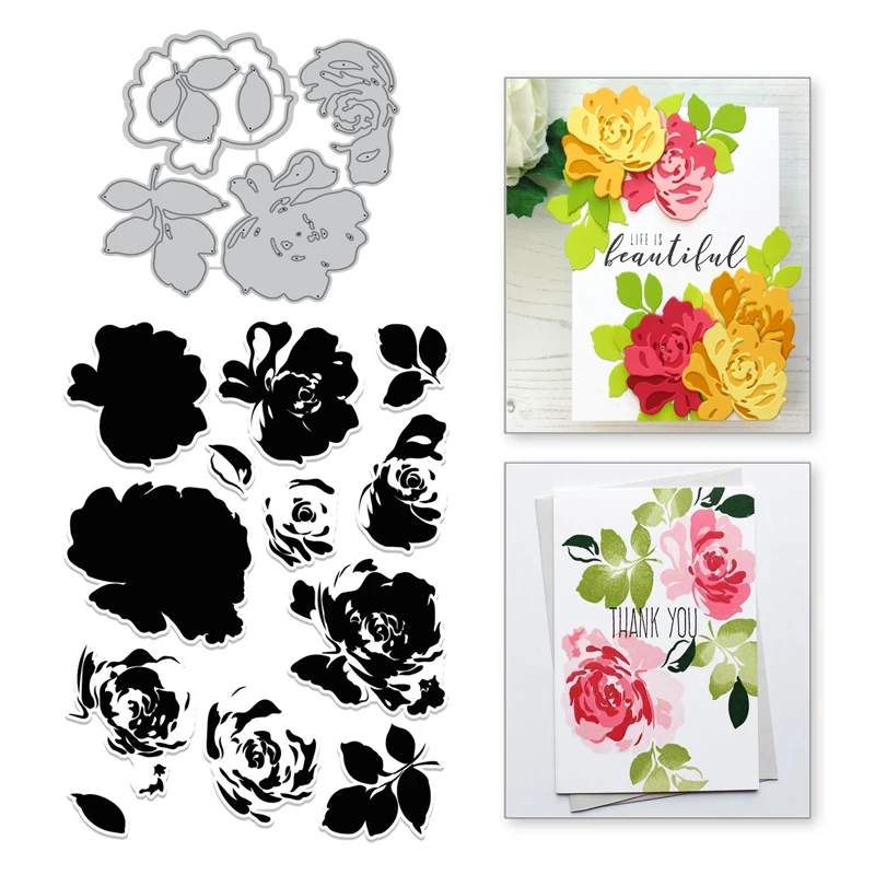 

YaMinSanNiO Flower Metal Cutting Dies Floral stamps and dies Scrapbooking For Making Card Decorative Embossing DIY Craft Stencil