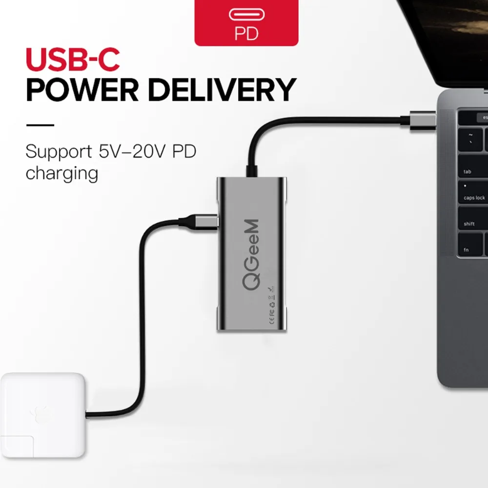 QGeeM 7в1 USB C Hub Huawei P20 Mate 20 Pro Type до 3.0Hub HDMI кардридер Thunderbolt3 адаптер для MacBook Pro|USB-хабы| |