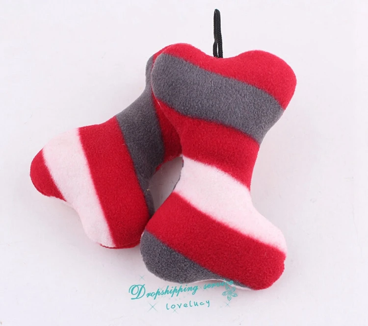 15CM Mini Pet Dog Cat Toy Plush Bone Sound Diagonal Stripes Squeak Toys Supplies Free Shipping | Дом и сад