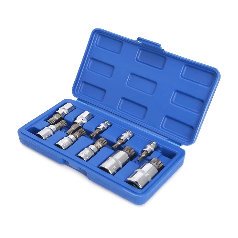 

10Pcs Triple Square 12 Point MM Spline Bit Drive Socket Wrench Tamper-Proof