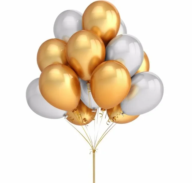 30 шт. 1" Золотые, серебристые, черные, розовые латексные шары с днем рождения, декор для свадебной вечеринки, надувные воздушные гелиевые шары, Товары для детей - Цвет: silver  gold