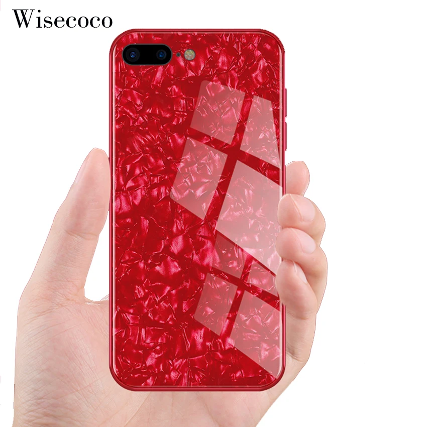 Роскошный закаленное стекло чехол для IPhone 8 7 6 6s плюс милый мягкий силиконовый
