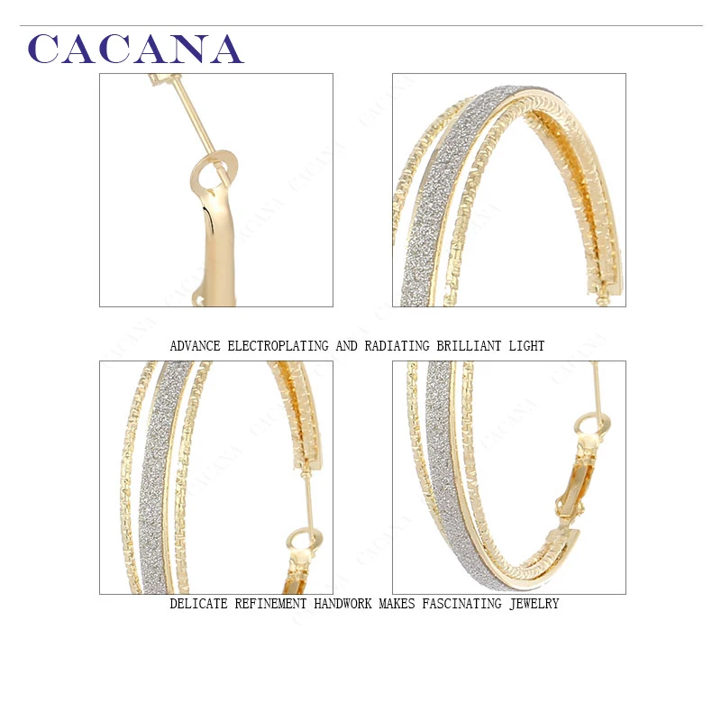 Длинные серьги кольца CACANA для женщин круглые в течение 2 колец бижутерия хит