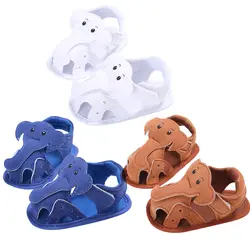 Летняя детская обувь для маленьких мальчиков девочек мягкая кожа С Рисунком Слона первые ходоки Нескользящая Bebe обувь Prewalker 3 цвета
