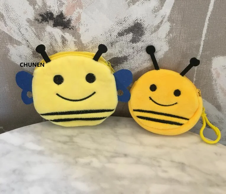 

Cute 2Shapes - yellow Bee Plush Purse Bag , 8cm mini plush purse , 10cm plush coin purse toys